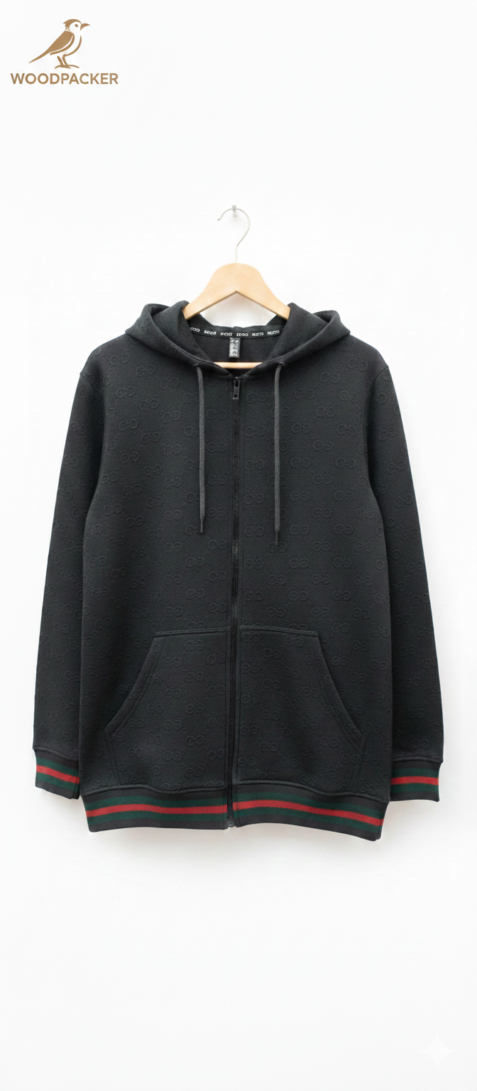 Gucci-Inspired GG Monogram Zip-Up Hoodie Jacket